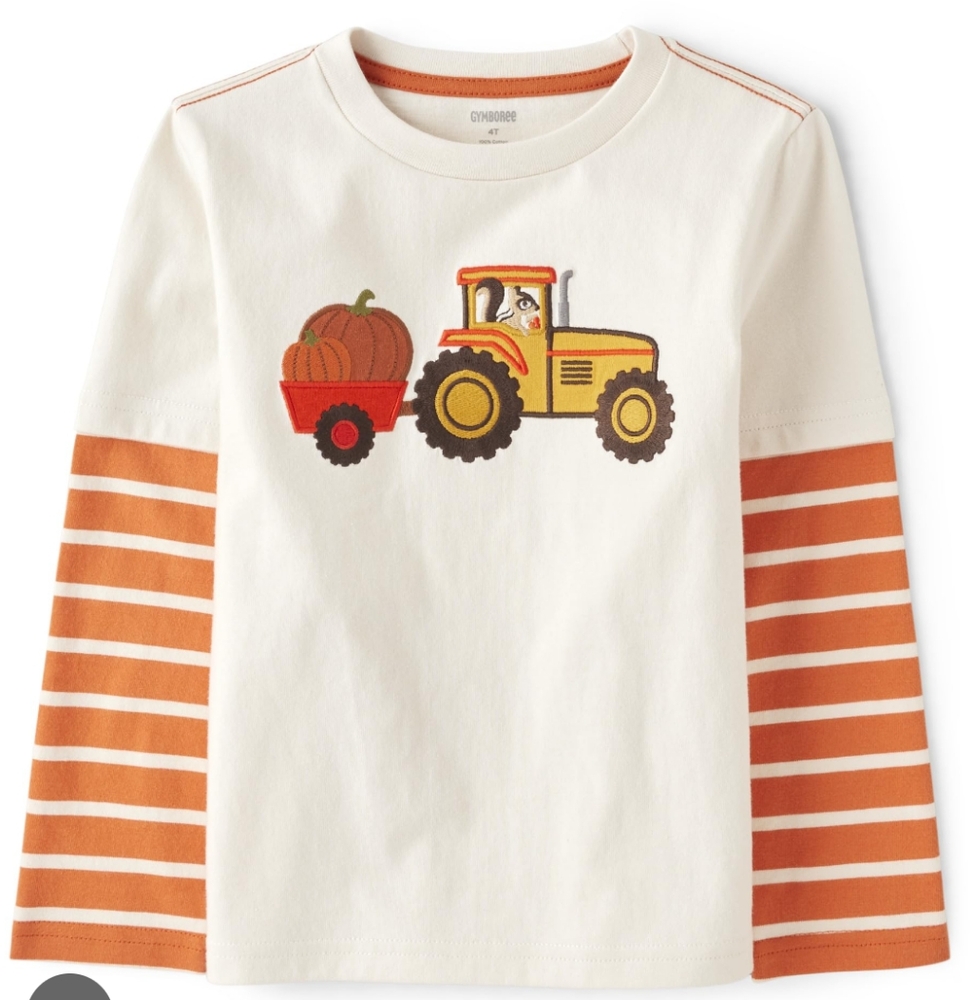 Gymboree Boys Embroidered Tractor Layered Top Lil' Pumpkin
